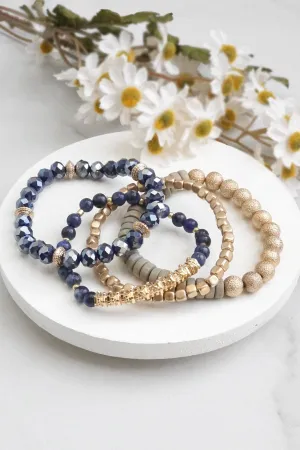Bracelets stack of 4 piece beaded with Blue Semi Precious