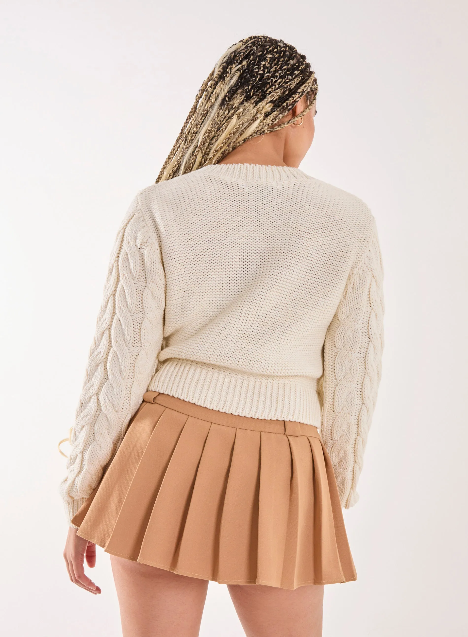 Braid Cable Knit Cropped Jumper