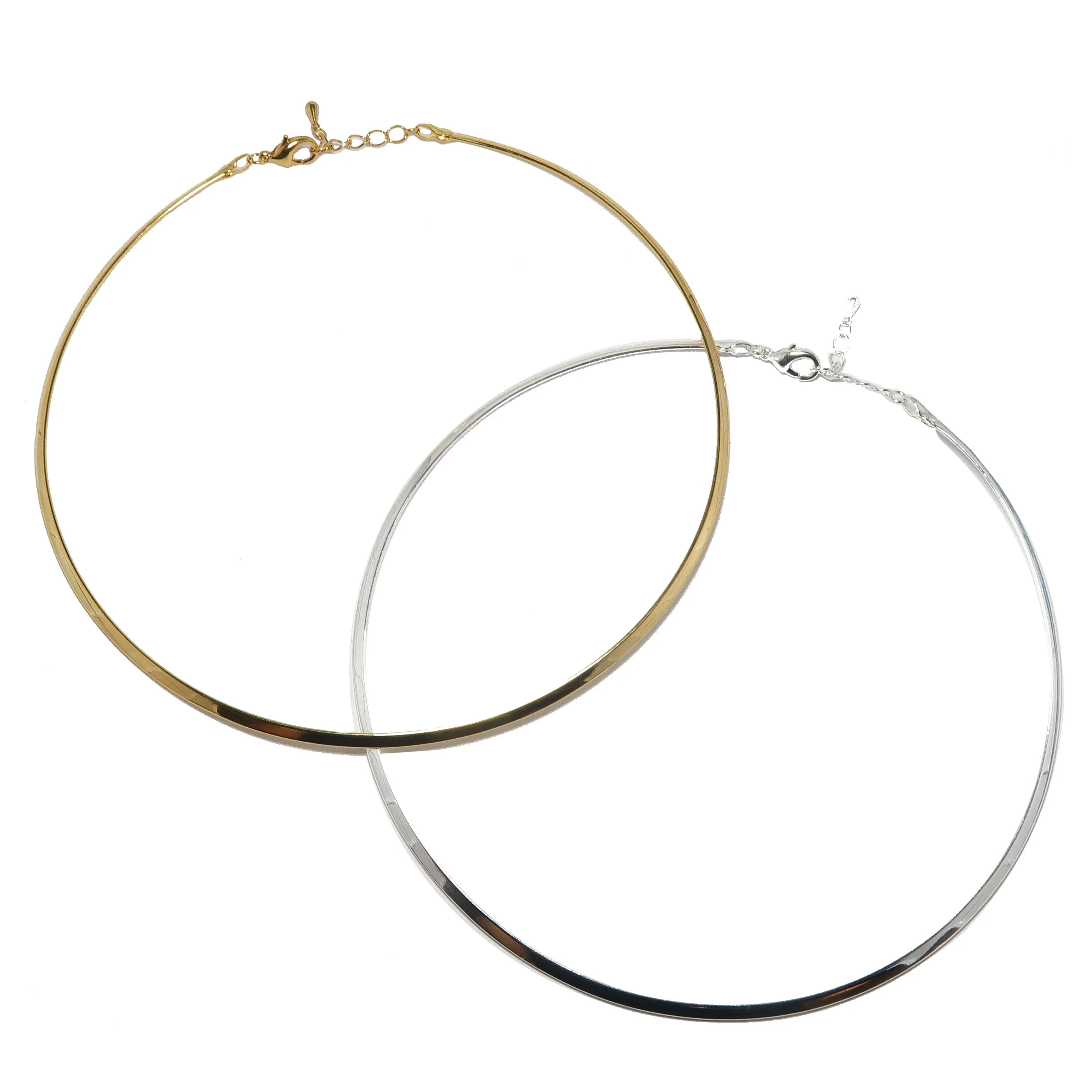 Brass Choker Necklace Set Stylish Gold Silver Pair