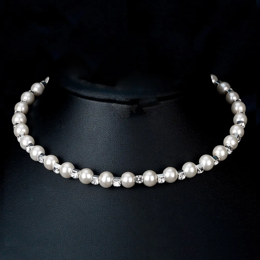 Bridal Crystal Rhinestone Choker Necklace Women