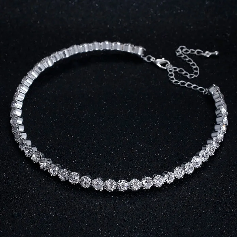 Bridal Crystal Rhinestone Choker Necklace Women