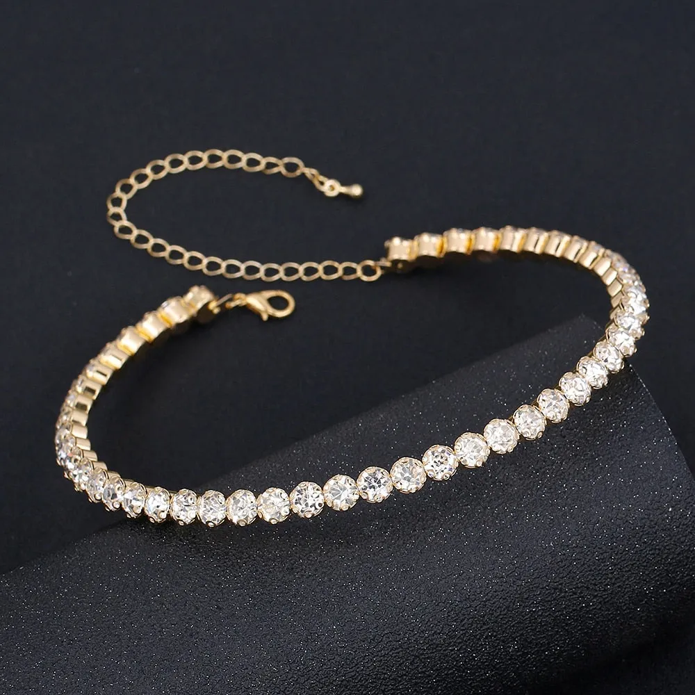 Bridal Crystal Rhinestone Choker Necklace Women