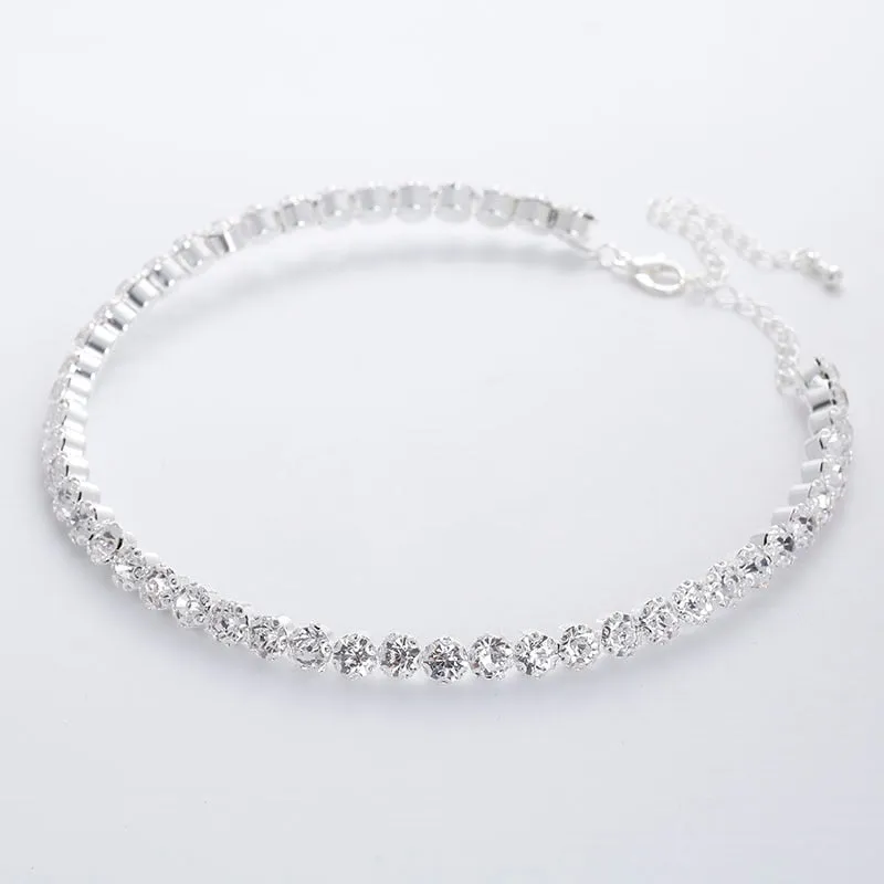 Bridal Crystal Rhinestone Choker Necklace Women