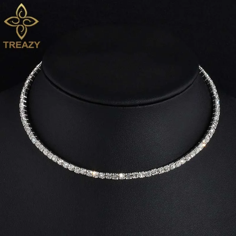 Bridal Crystal Rhinestone Choker Necklace Women