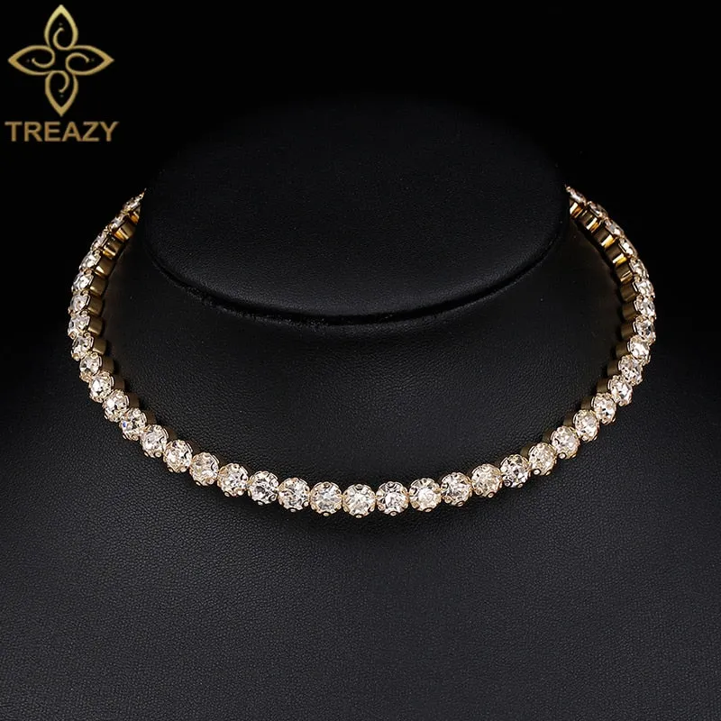 Bridal Crystal Rhinestone Choker Necklace Women