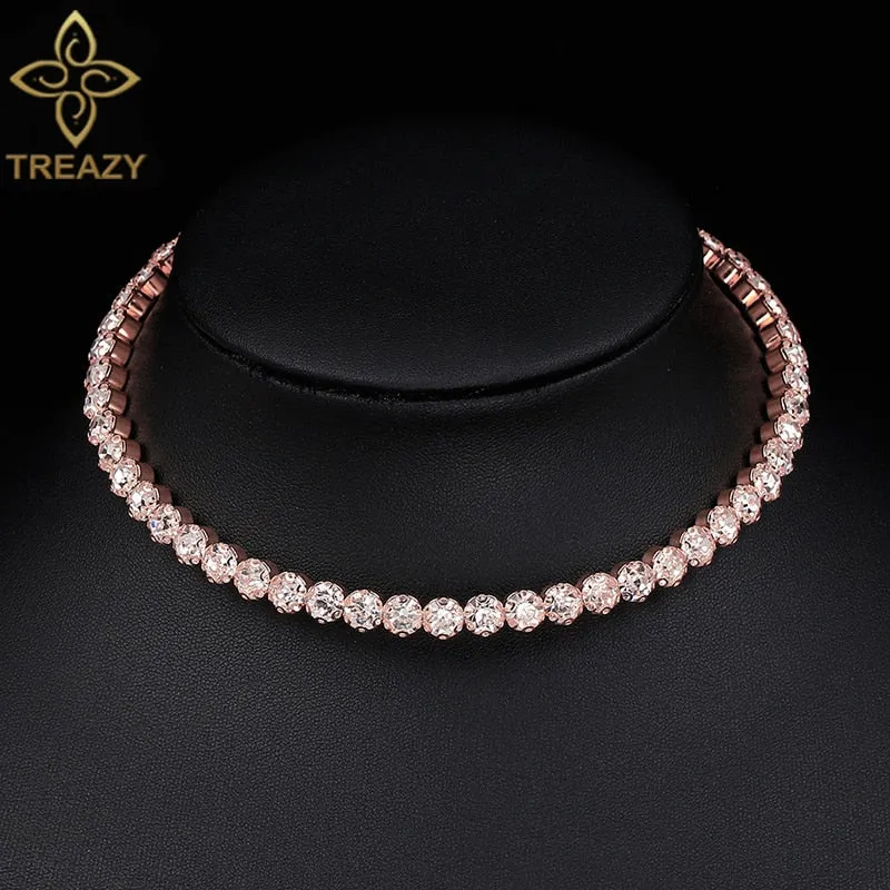 Bridal Crystal Rhinestone Choker Necklace Women