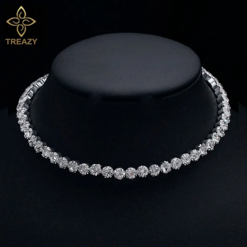 Bridal Crystal Rhinestone Choker Necklace Women