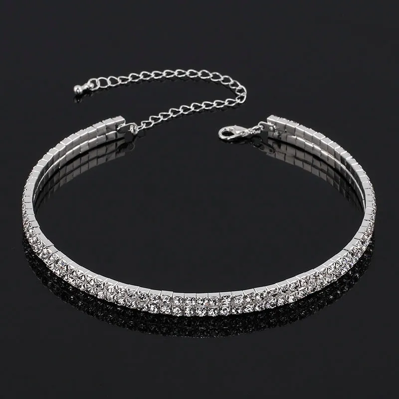 Bridal Crystal Rhinestone Choker Necklace Women