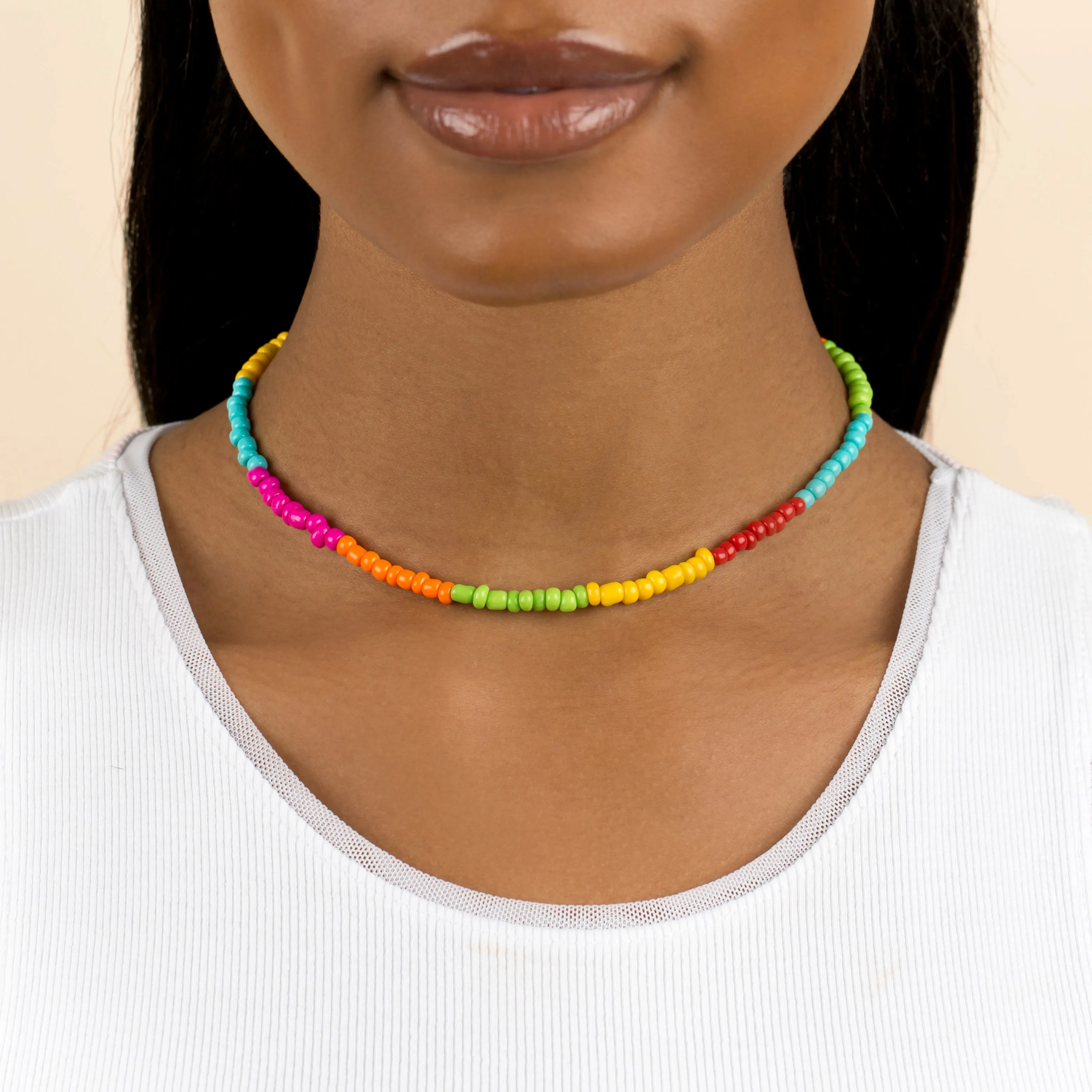 Bright Multi Color Bead Necklace