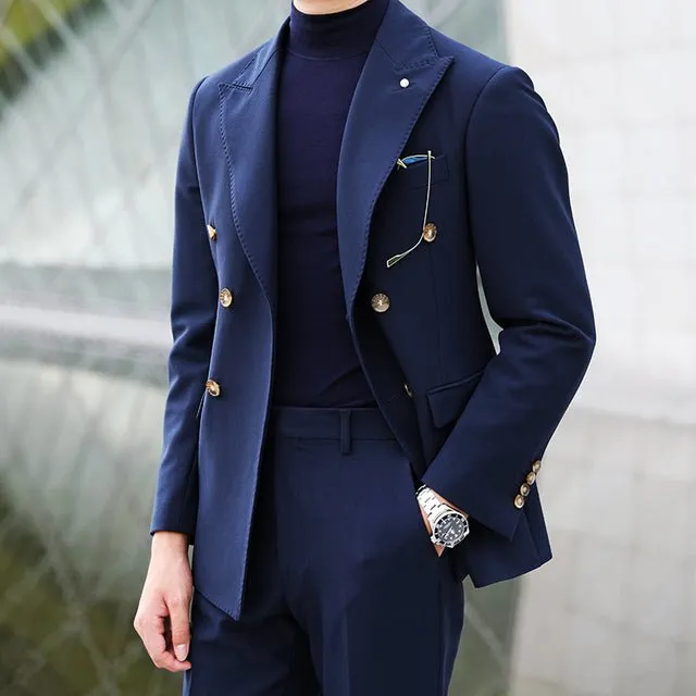 British Double Breasted Formal Dress  Men Suit