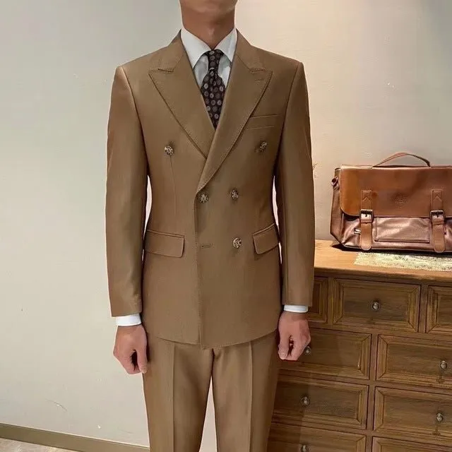 British Double Breasted Formal Dress  Men Suit