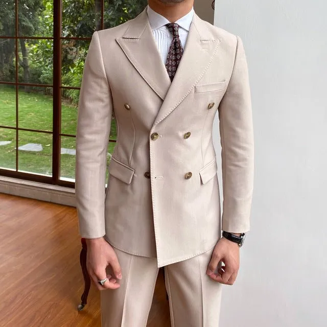 British Double Breasted Formal Dress  Men Suit