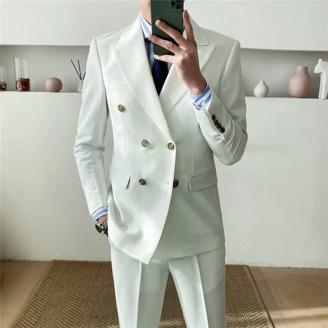 British Double Breasted Formal Dress  Men Suit