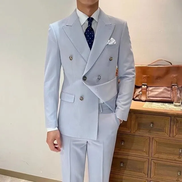 British Double Breasted Formal Dress  Men Suit