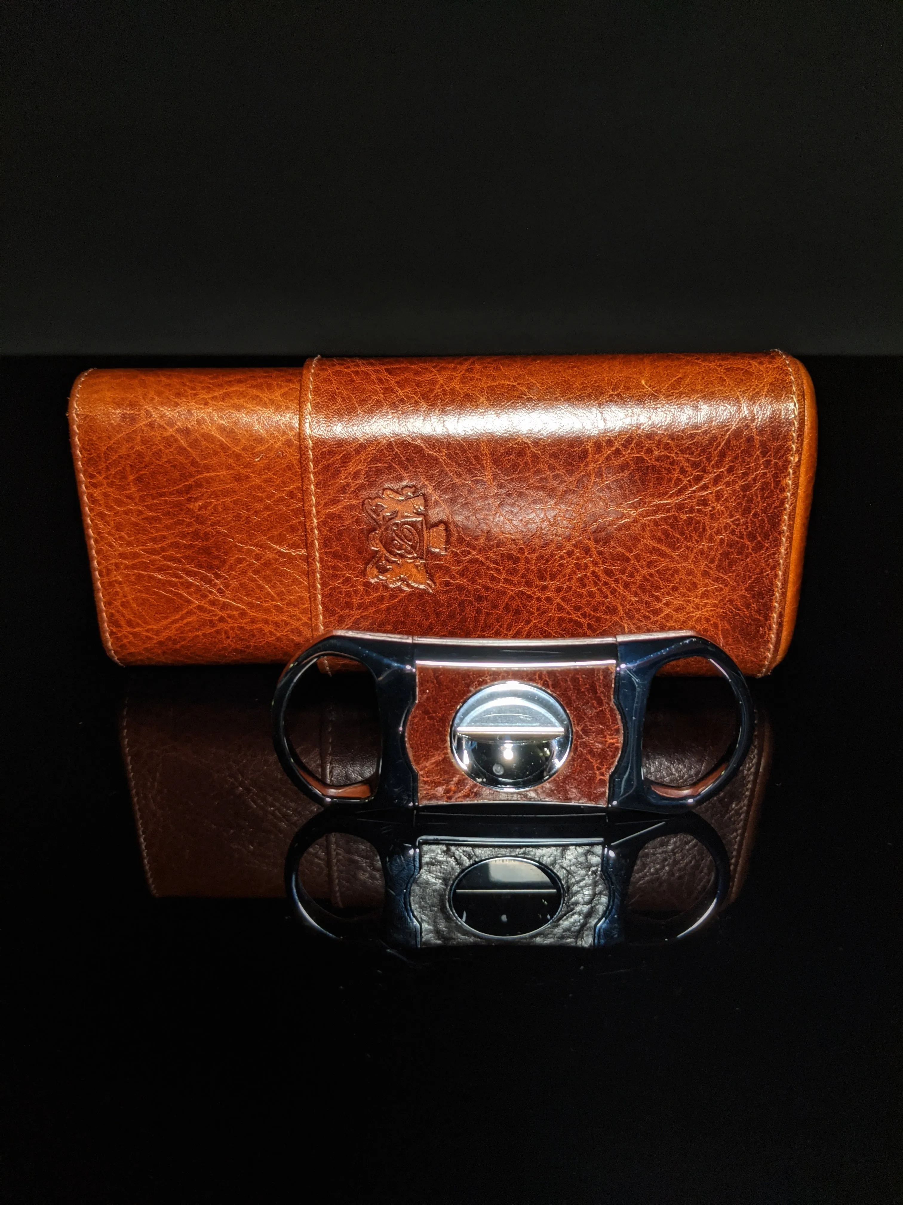 Brizard and Co The "Show Band" 3 Cigar Case - Antique Saddle Leather with V-Cutter