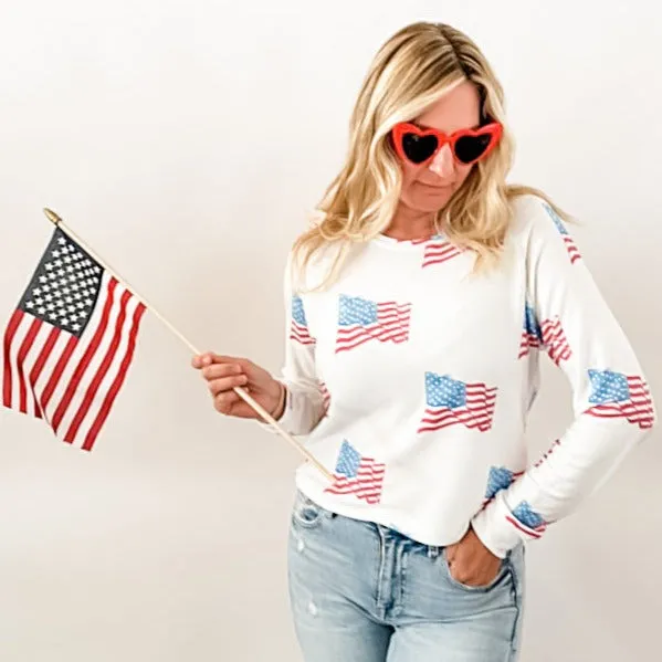 Brokedown Clothing Women's American Flag Sweatshirt
