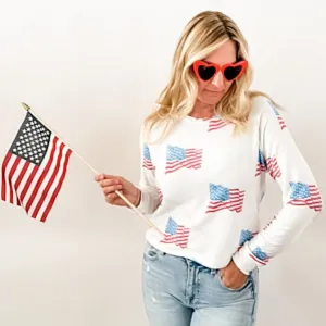 Brokedown Clothing Women's American Flag Sweatshirt