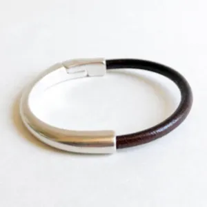 Brown & Silver - Medium Width - Magnetic Cuff - WHSL