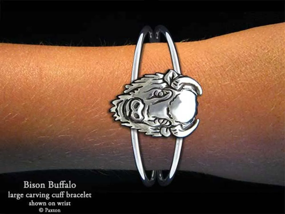 Buffalo Bison Cuff Bracelet Sterling Silver
