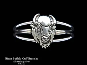 Buffalo Bison Cuff Bracelet Sterling Silver