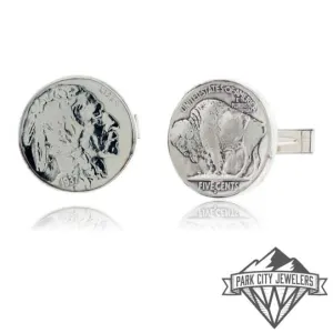 Buffalo Nickel Sterling Silver Cuff Links