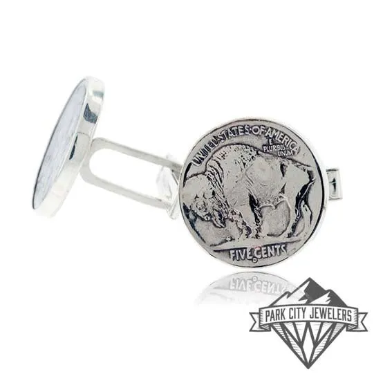 Buffalo Nickel Sterling Silver Cuff Links