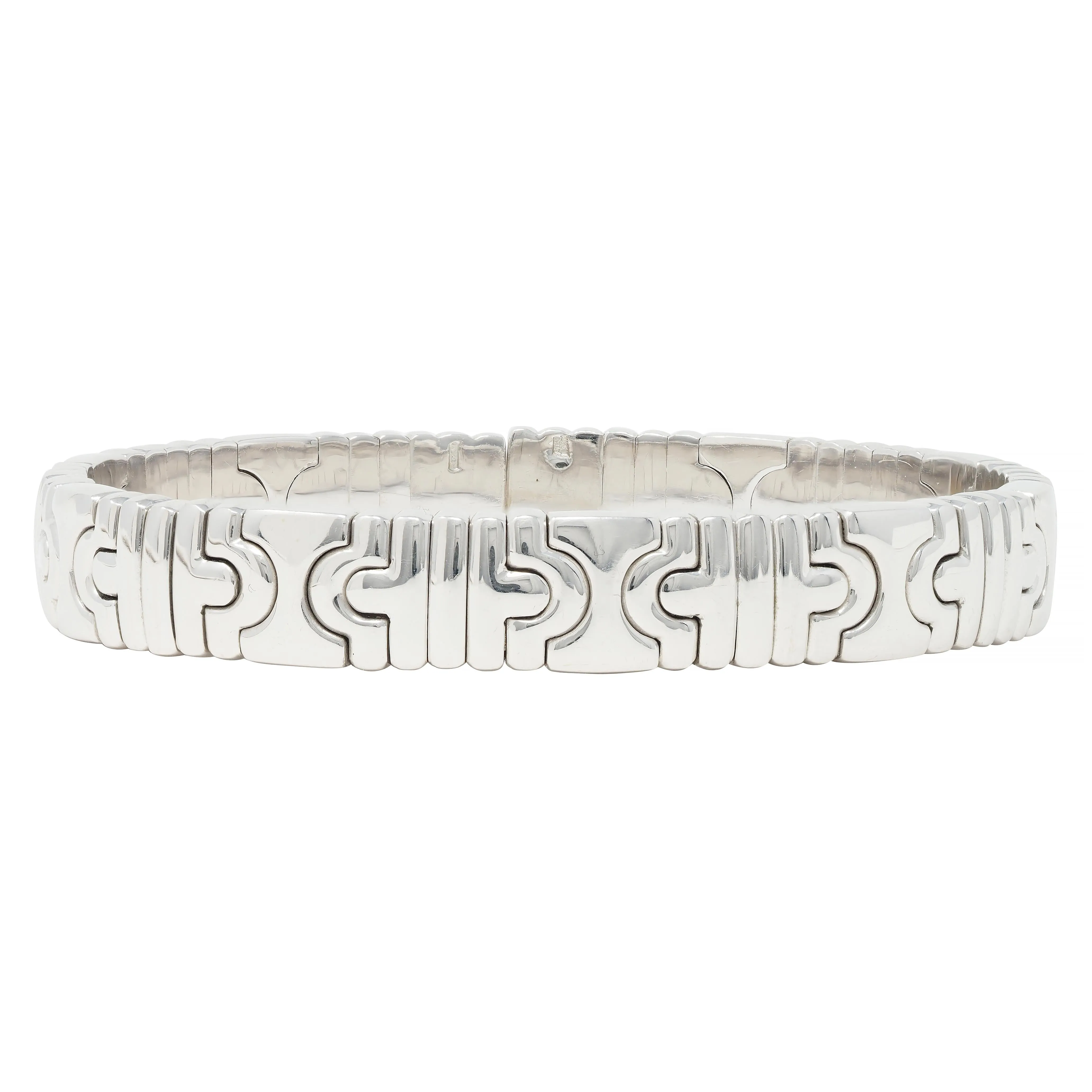 Bulgari 1990s 18 Karat White Gold Parentesi Vintage Cuff Bracelet