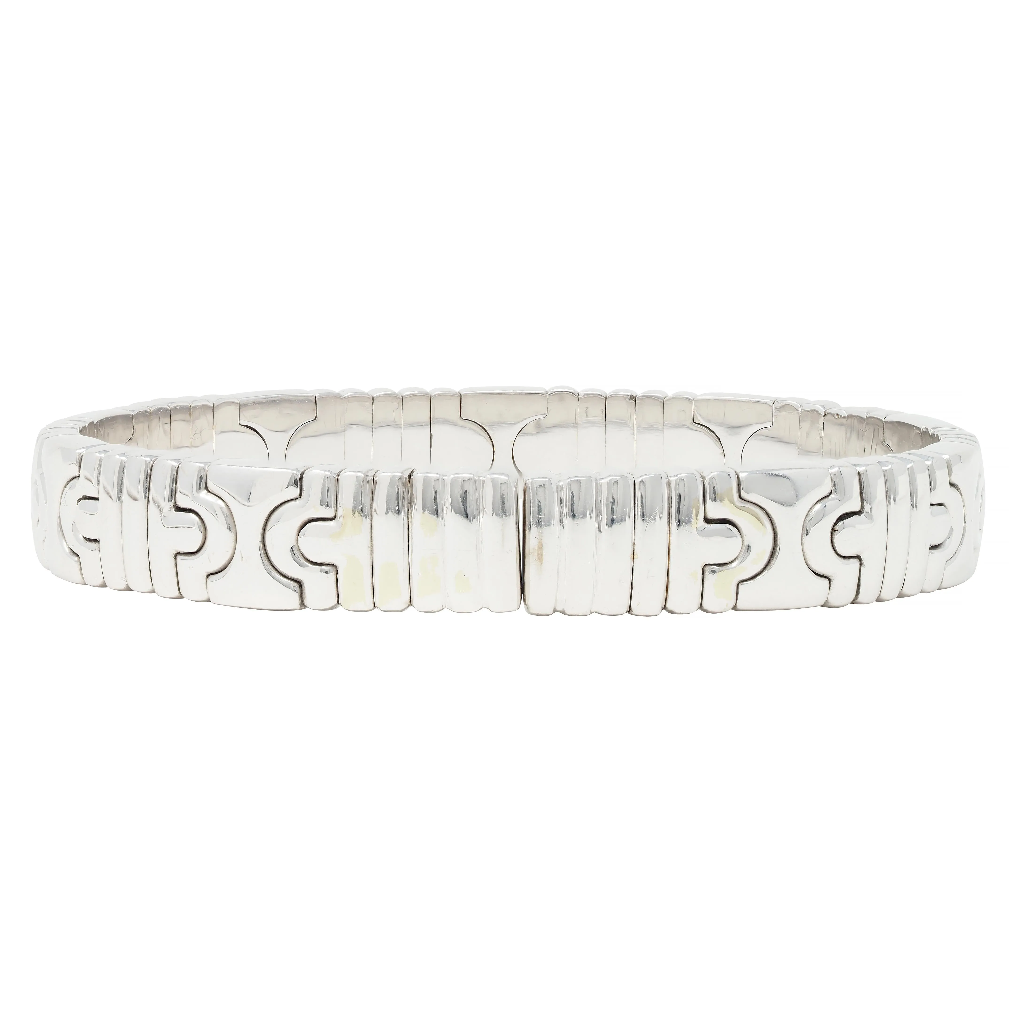 Bulgari 1990s 18 Karat White Gold Parentesi Vintage Cuff Bracelet