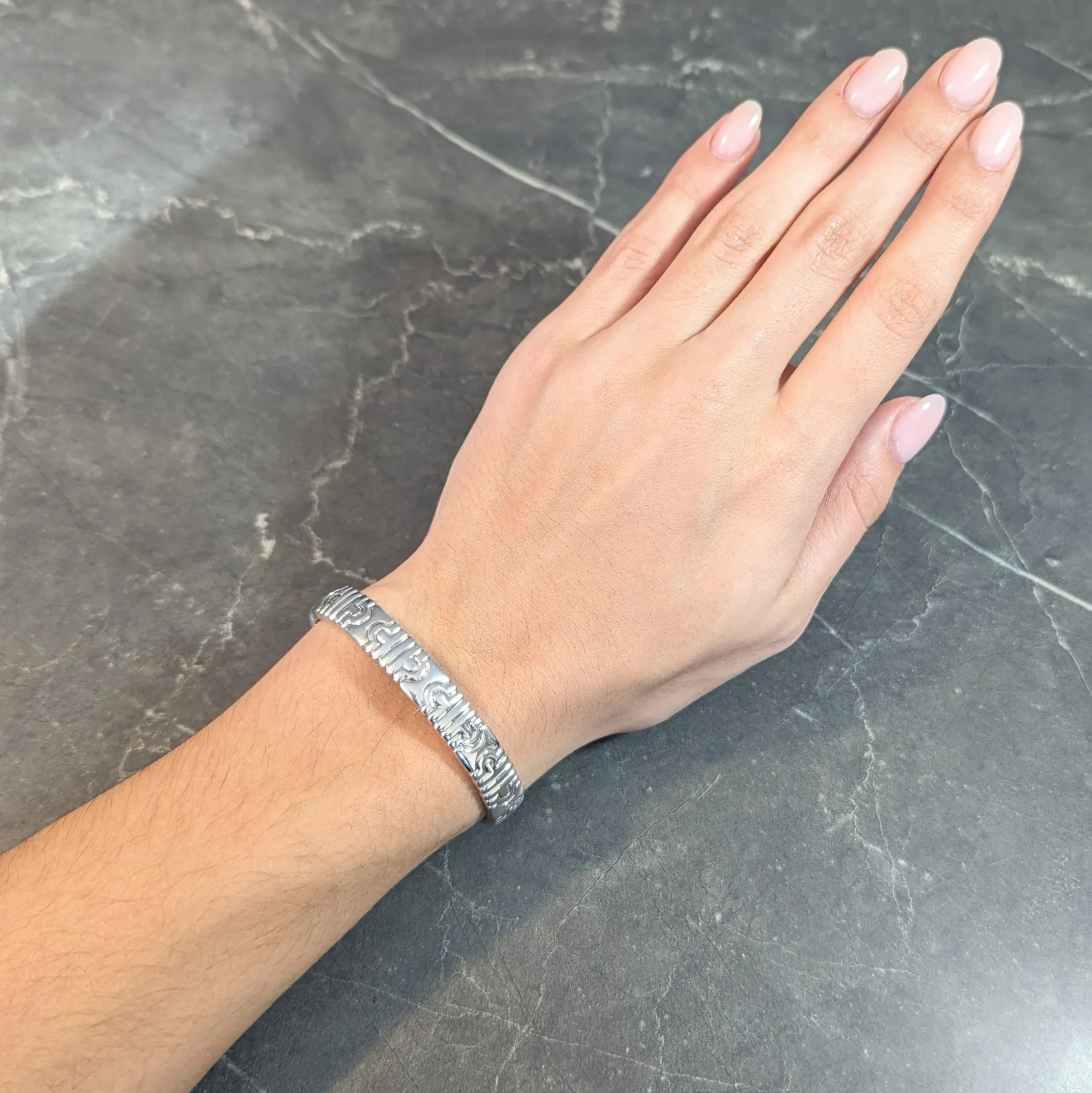 Bulgari 1990s 18 Karat White Gold Parentesi Vintage Cuff Bracelet