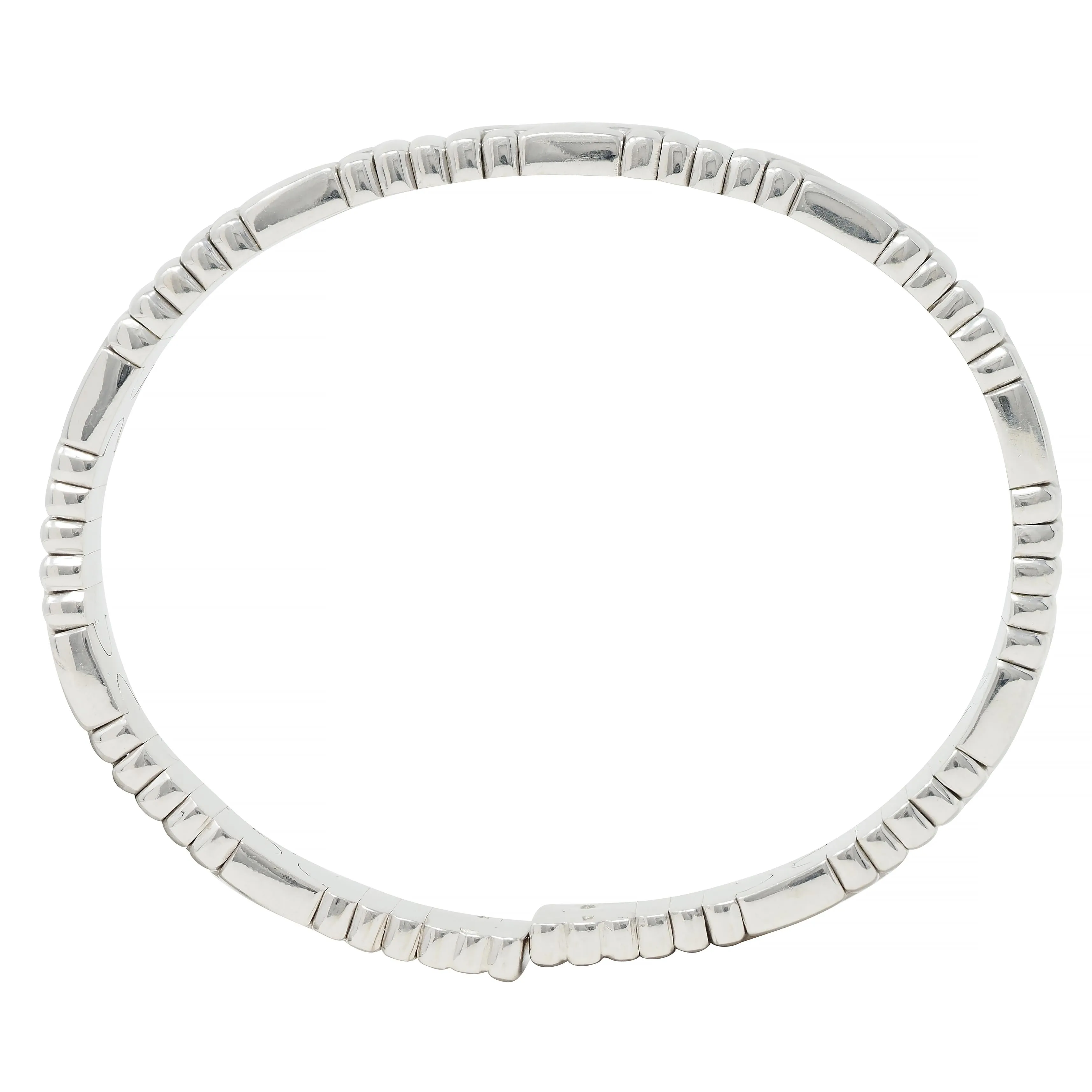 Bulgari 1990s 18 Karat White Gold Parentesi Vintage Cuff Bracelet