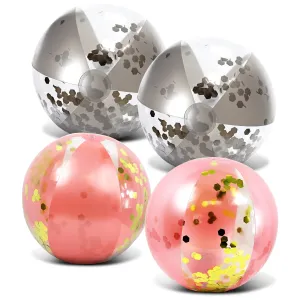 Bundle of Silver and Rose Gold Inflatable Beach Balls 16 Inch Inches