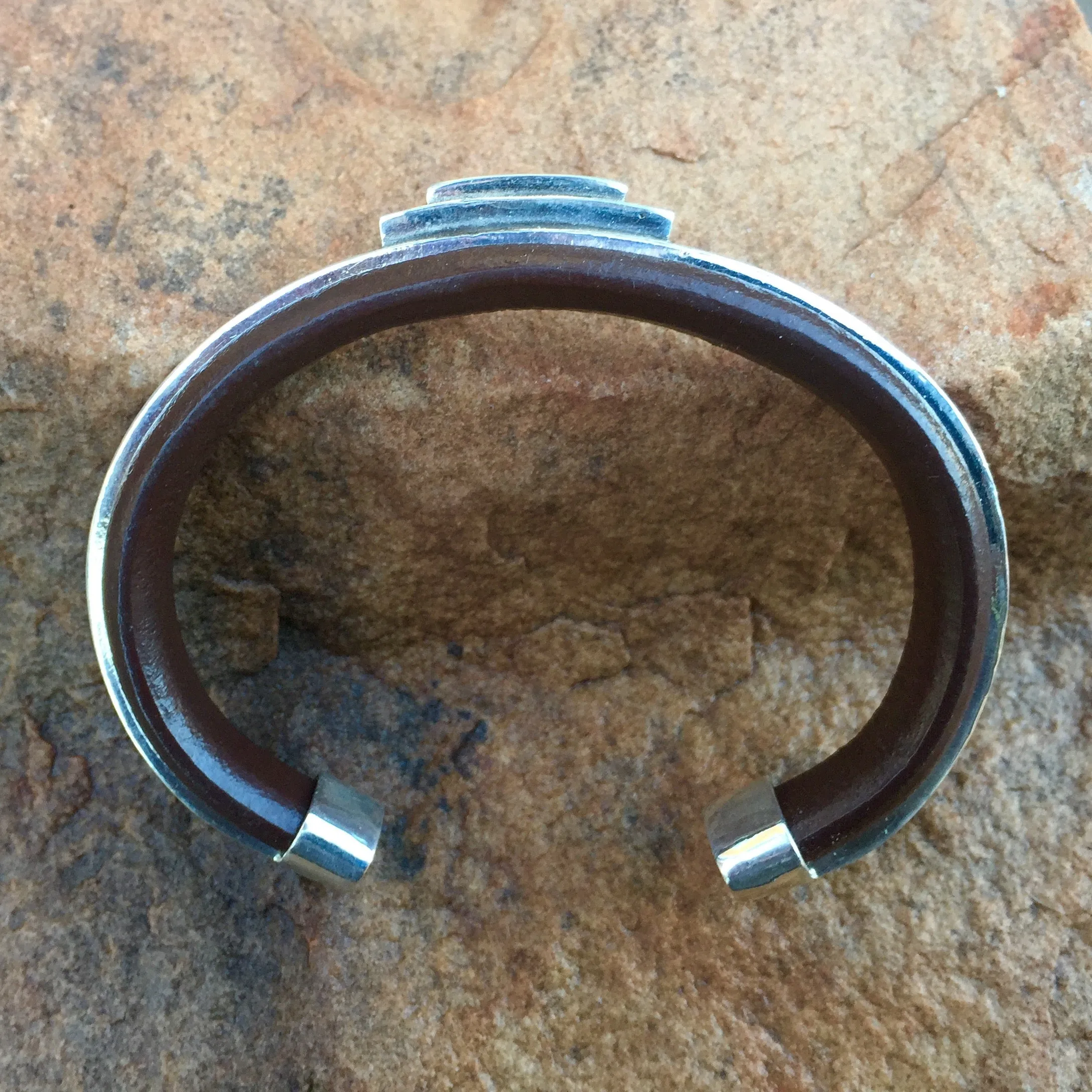 C38 Manhattan Leather and Silver Cuff