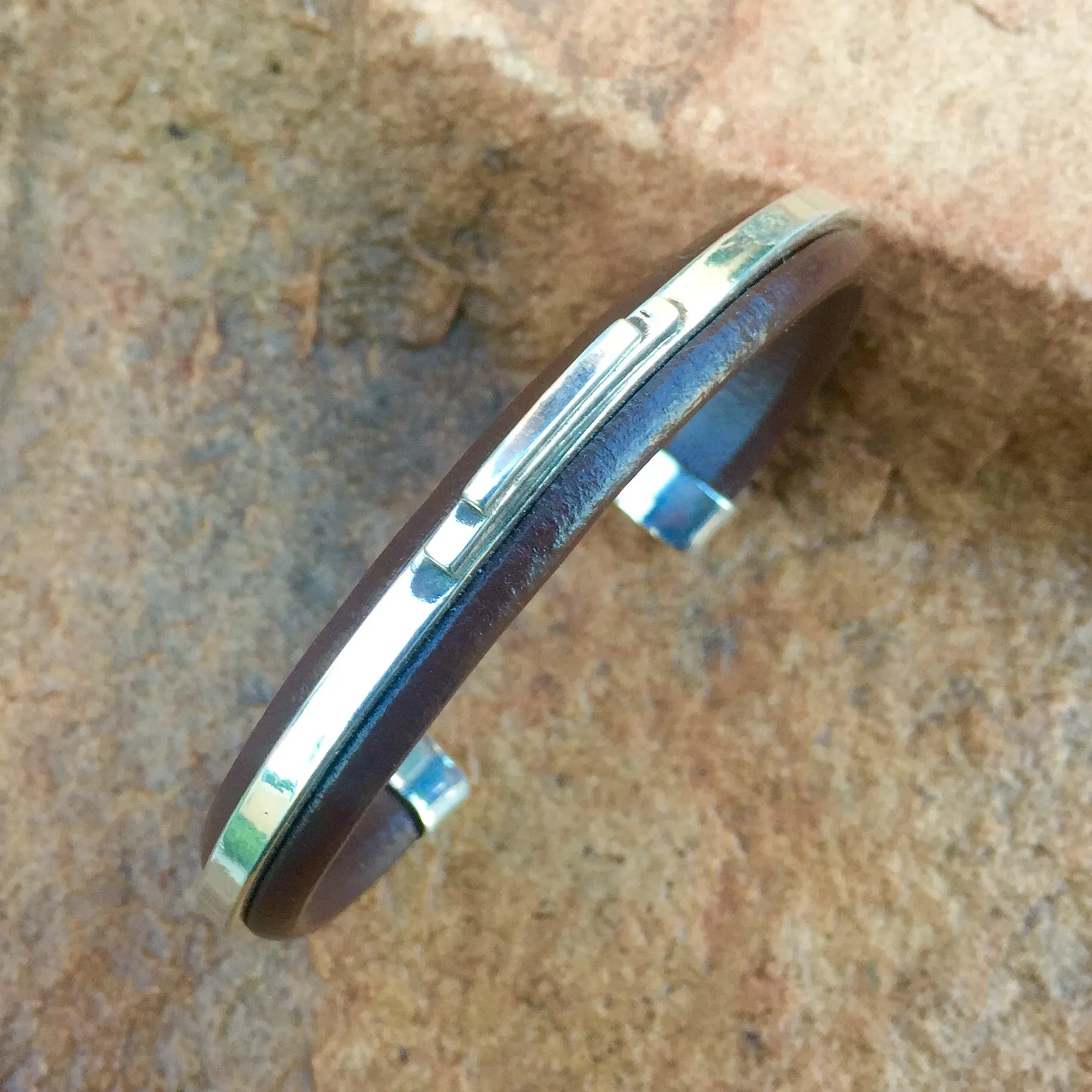 C38 Manhattan Leather and Silver Cuff