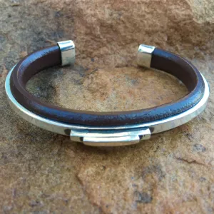 C38 Manhattan Leather and Silver Cuff
