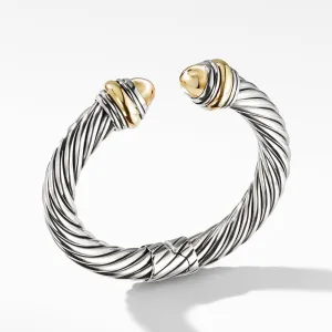 Cable Classic Bracelet with Bonded Yellow Gold and 14K Gold, 10mm, Size Large