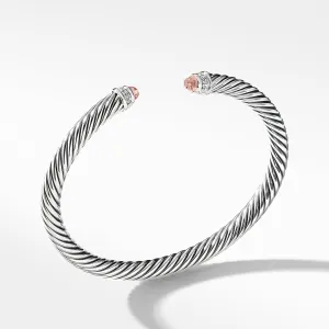 Cable Classic Bracelet with Morganite and Diamonds, Size Medium