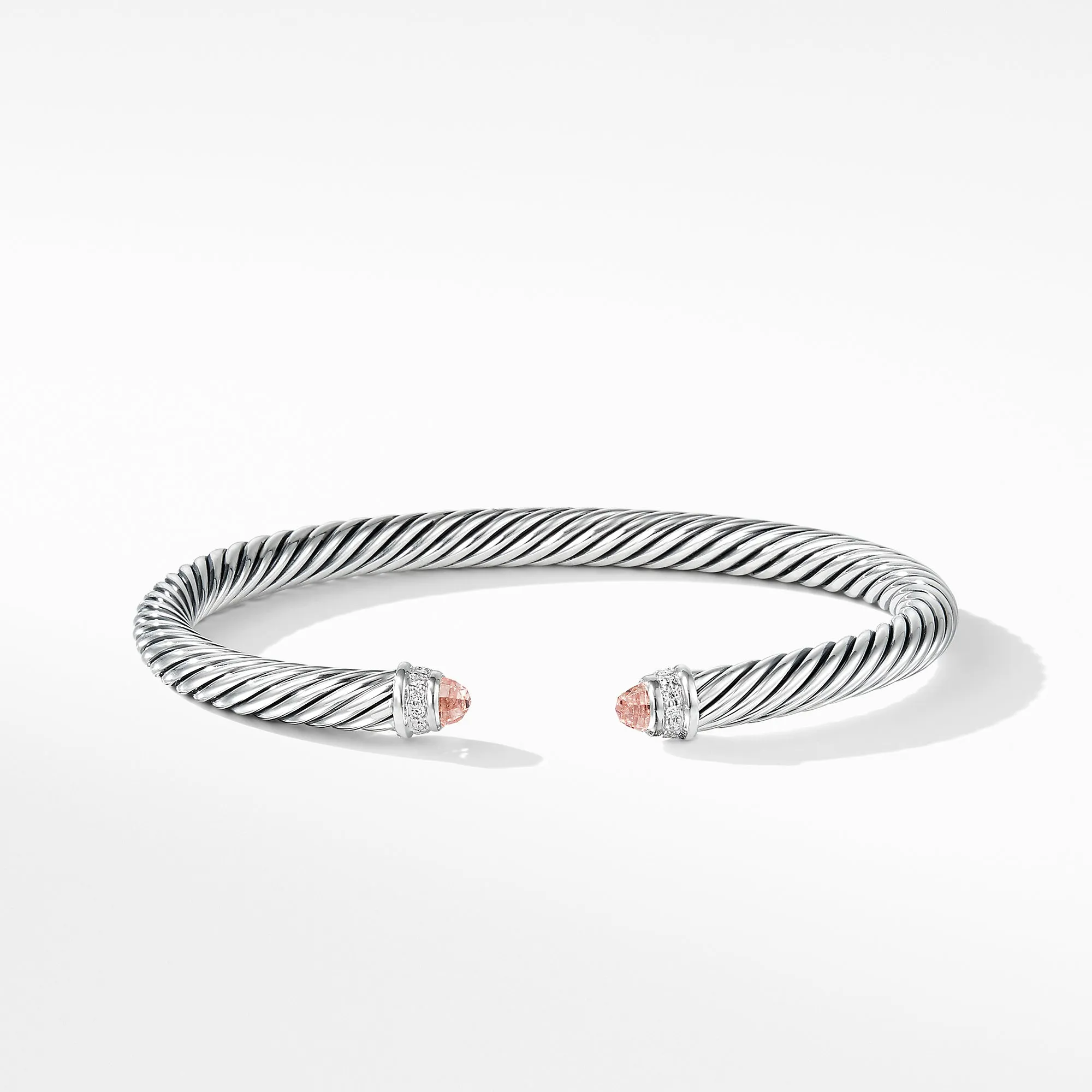 Cable Classic Bracelet with Morganite and Diamonds, Size Medium