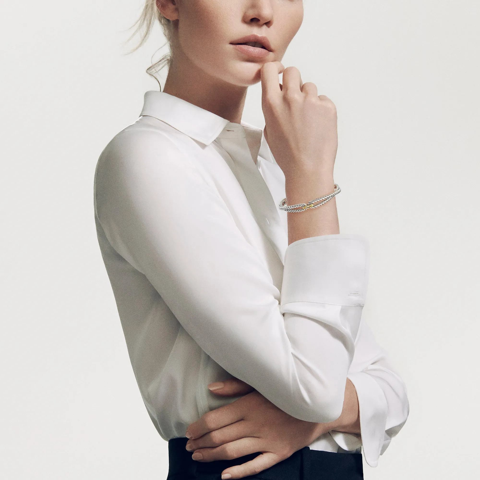 Cable Loop Bracelet with 18K Gold, Size Small