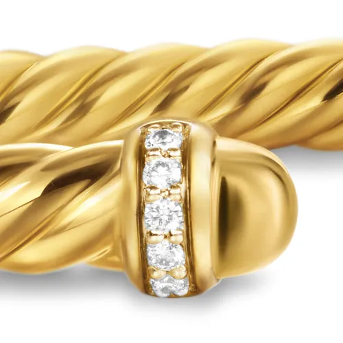 Cablespira Flex Bracelet in 18K Yellow Gold with Gold Domes and Diamonds, 4mm, Size Small