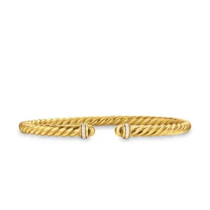 Cablespira Flex Bracelet in 18K Yellow Gold with Gold Domes and Diamonds, 4mm, Size Small