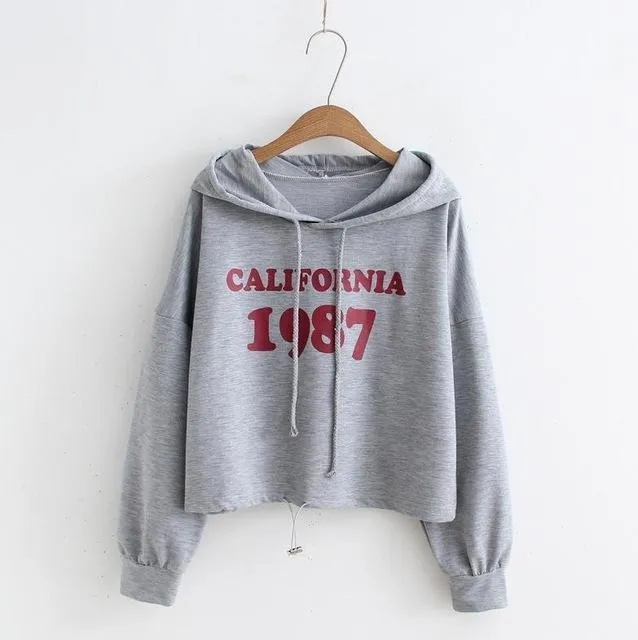 'CALIFORNIA 1987' Crop Hoodie
