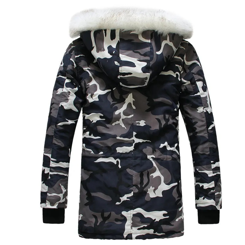 Camouflage winter bomber coat