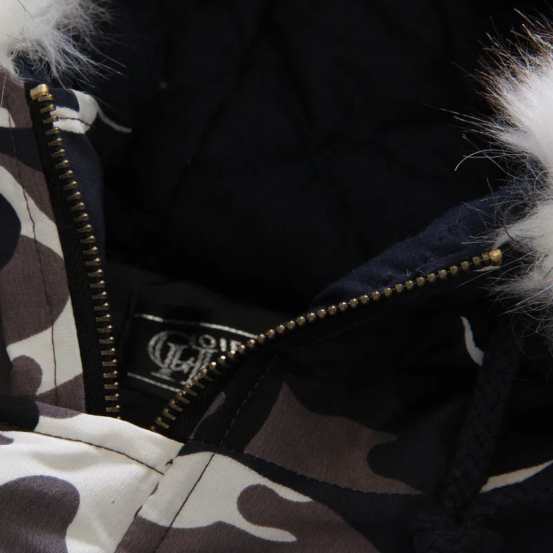 Camouflage winter bomber coat