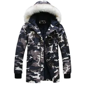 Camouflage winter bomber coat
