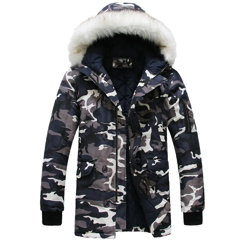 Camouflage winter bomber coat