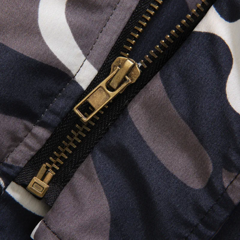 Camouflage winter bomber coat