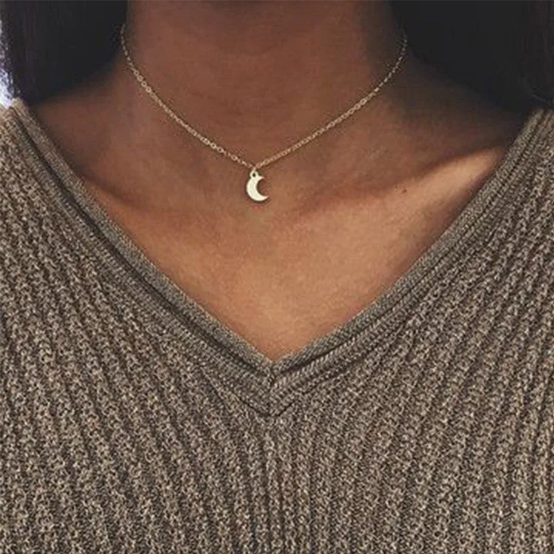 Carissa Boho Moon Choker Pendant Necklace