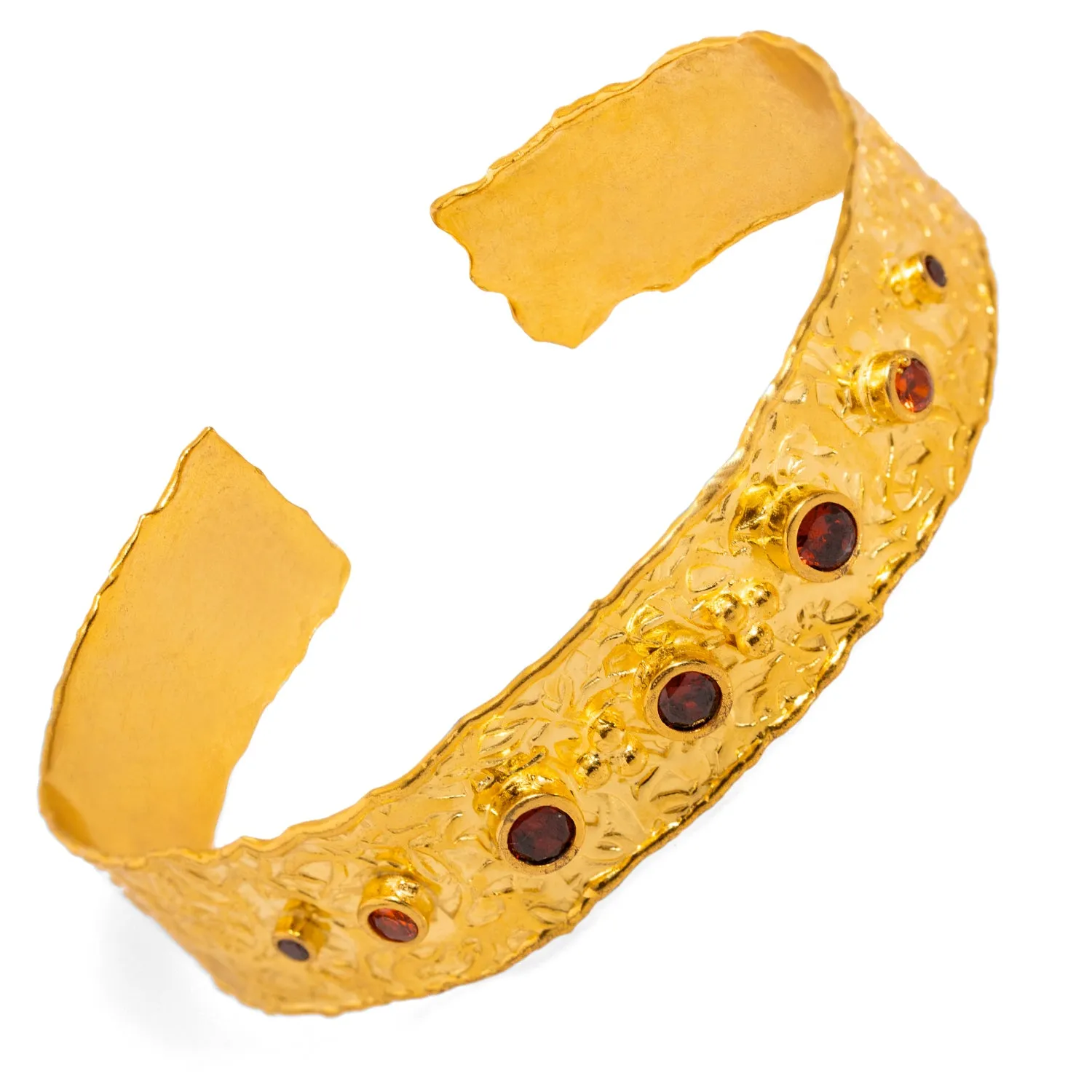 Carnelian Power Dots & Gold Design Cuff Bracelet