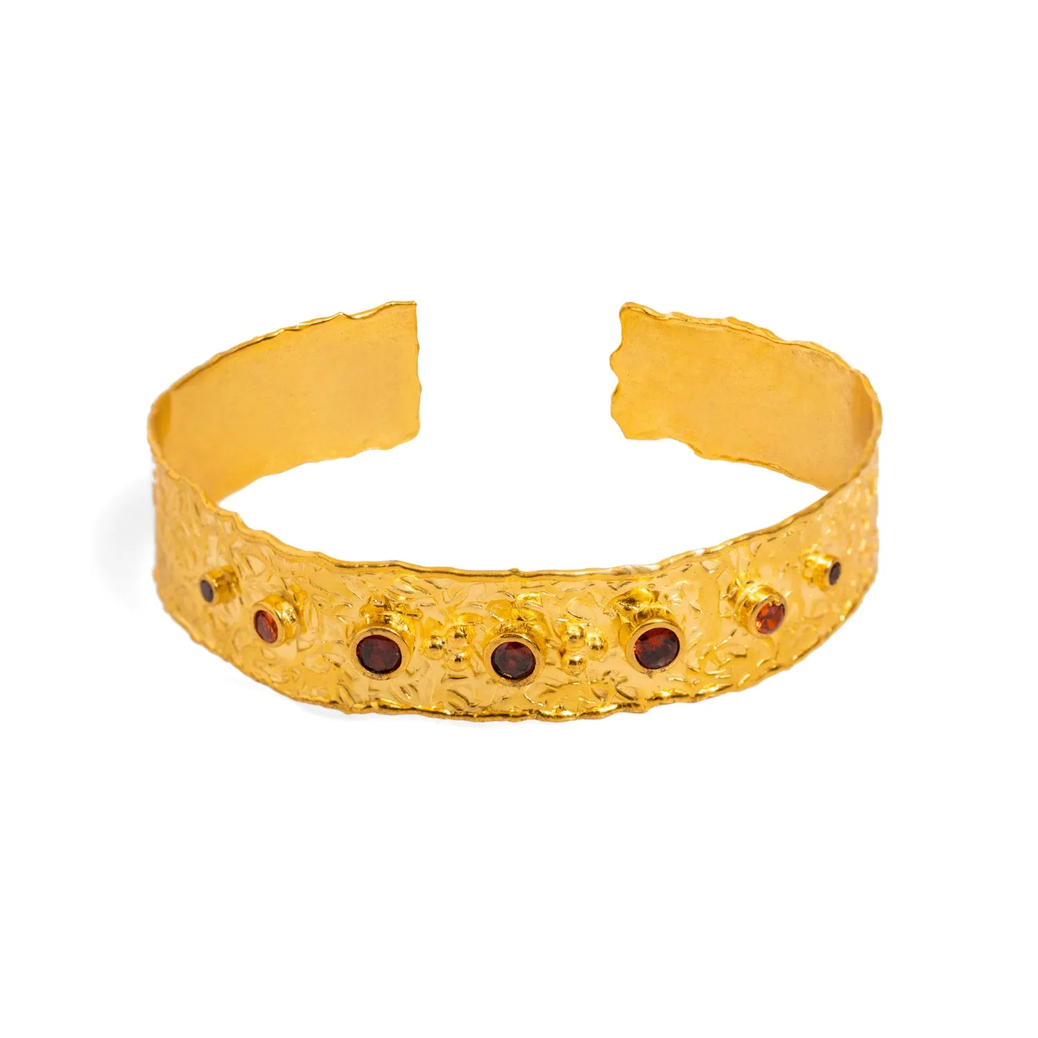 Carnelian Power Dots & Gold Design Cuff Bracelet