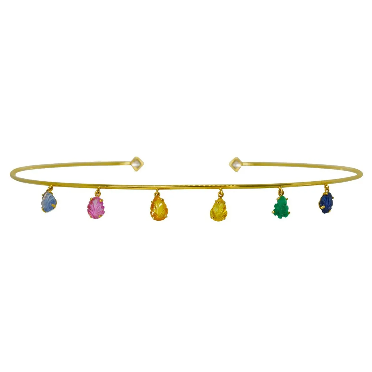 Carved Rainbow Leaf Multi-Gem Dreamcatcher Choker